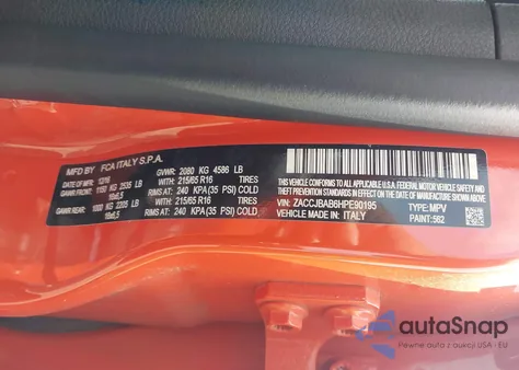 2017 Jeep Renegade Sport from USA, damaged, VIN ZACCJBAB6HPE90195